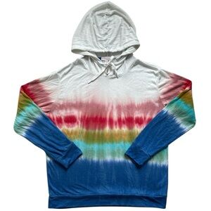 PJ Salvage Rainbow Sunsets Tie-Dye Hoodie Size Large